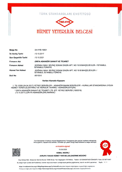 HİZMET YETERLİLİK BELGESİ